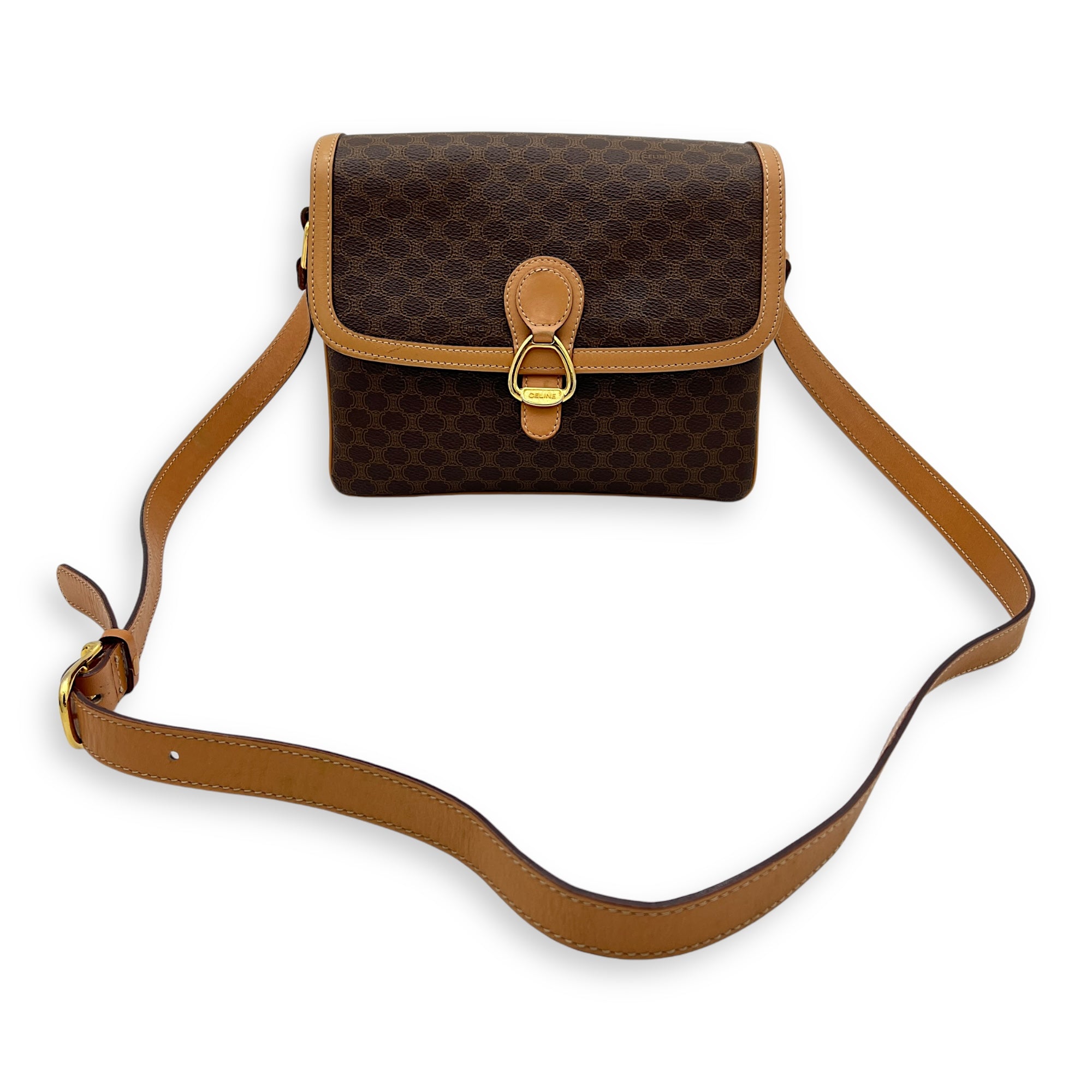 Macadam Brown Crossbody Bag in Coated Canvas, Gold hardware