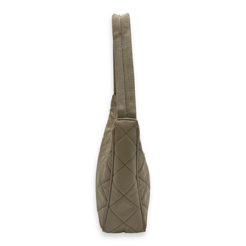 Re-Edition Shoulder Bag Beige in Re-Nylon, Gold hardware