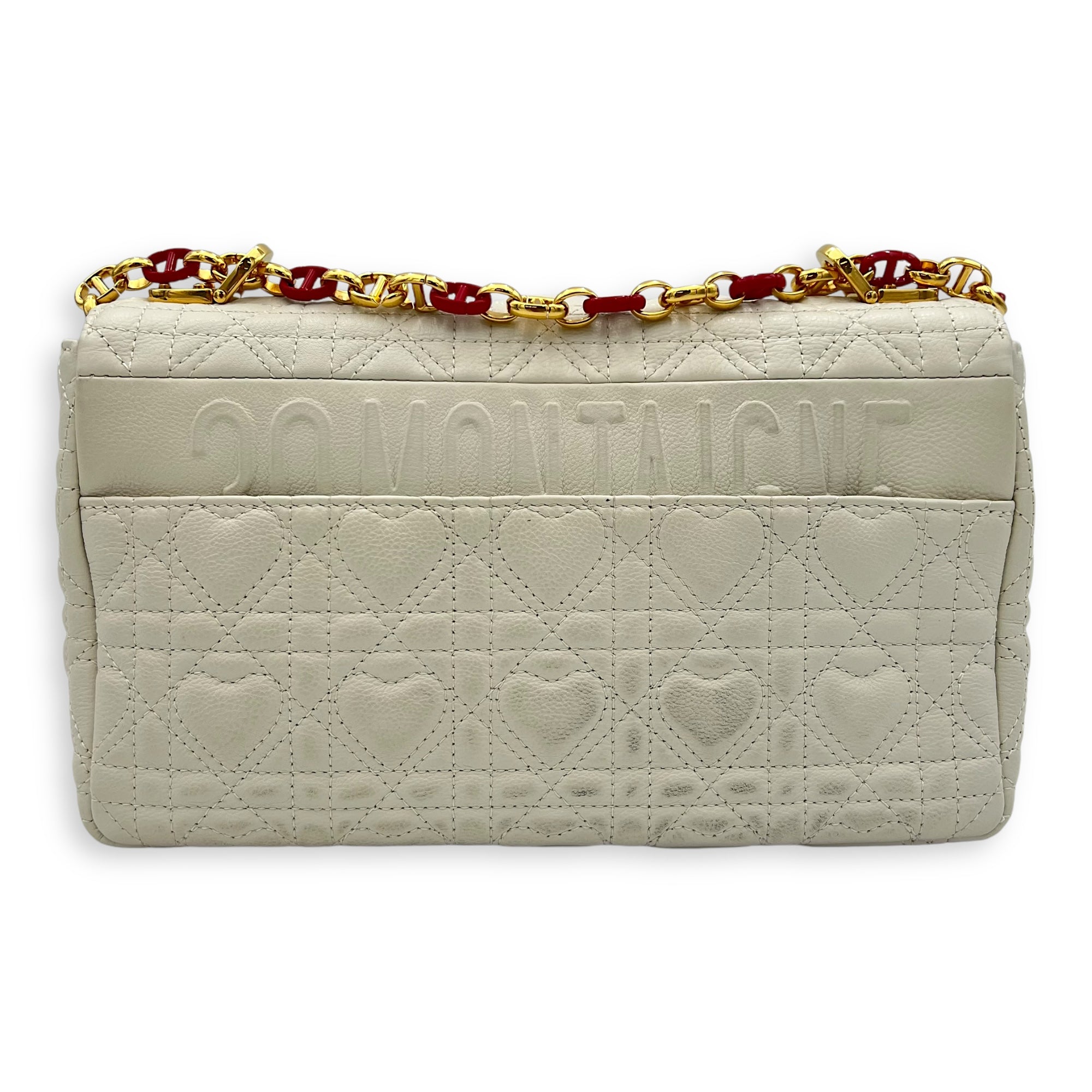 Christian Dior Caro Medium White Crossbody Bag in Calfskin, Gold hardware_2