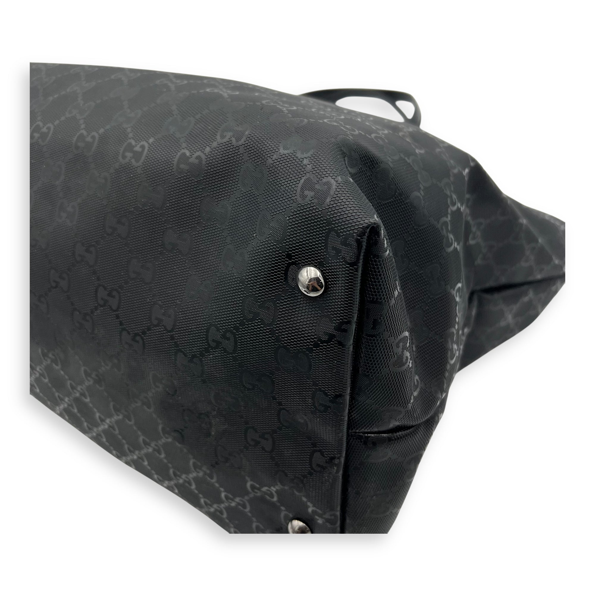 Gucci GG Tote Bag Black in Coated Canvas, Gunmetal hardware_10