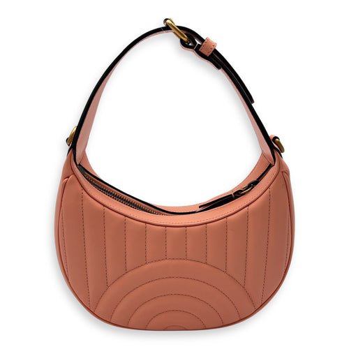 Gucci Half Moon Marmont Peach Shoulder Bag in Calfskin, Gold hardware_2