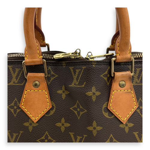 Louis Vuitton Alma Top Handle Bag PM Brown in Monogram Coated Canvas, Gold hardware_8