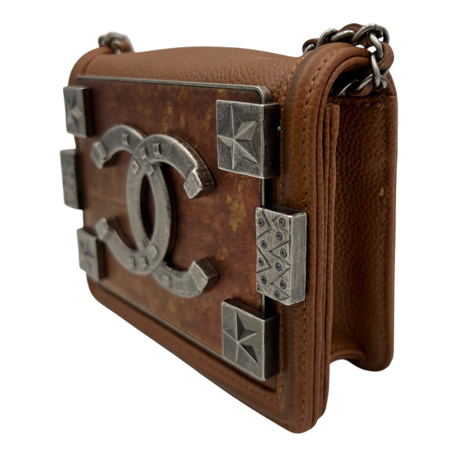 Chanel Dallas Boy Brick Crossbody Bag Brown in Caviar Leather, Ruthenium hardware_8