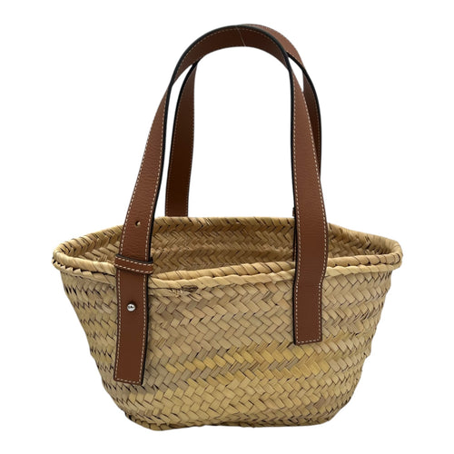 Loewe Basket Top Handle Bag Beige in Raffia, Silver hardware_2