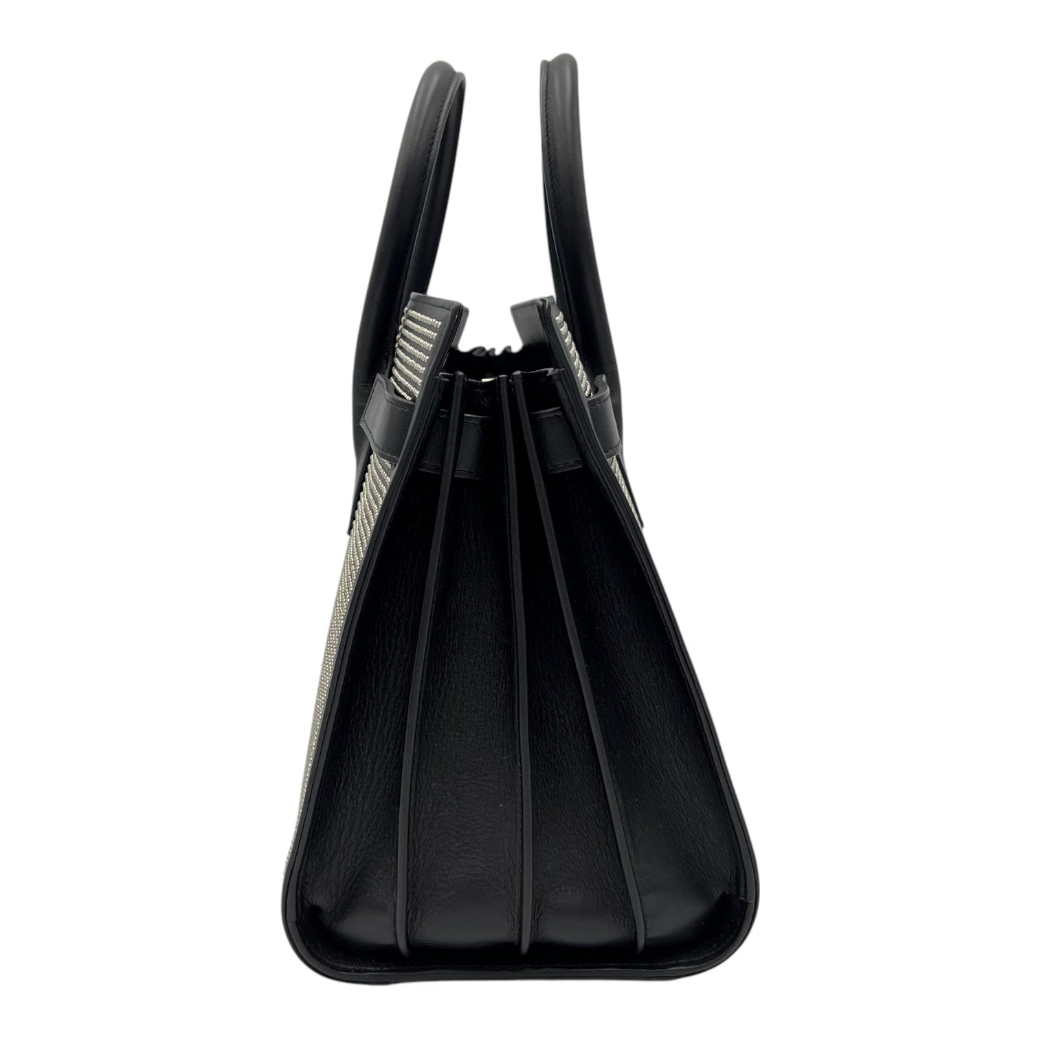 Saint Laurent Sac de Jour Top Handle Bag Black in Calfskin, Silver hardware_3