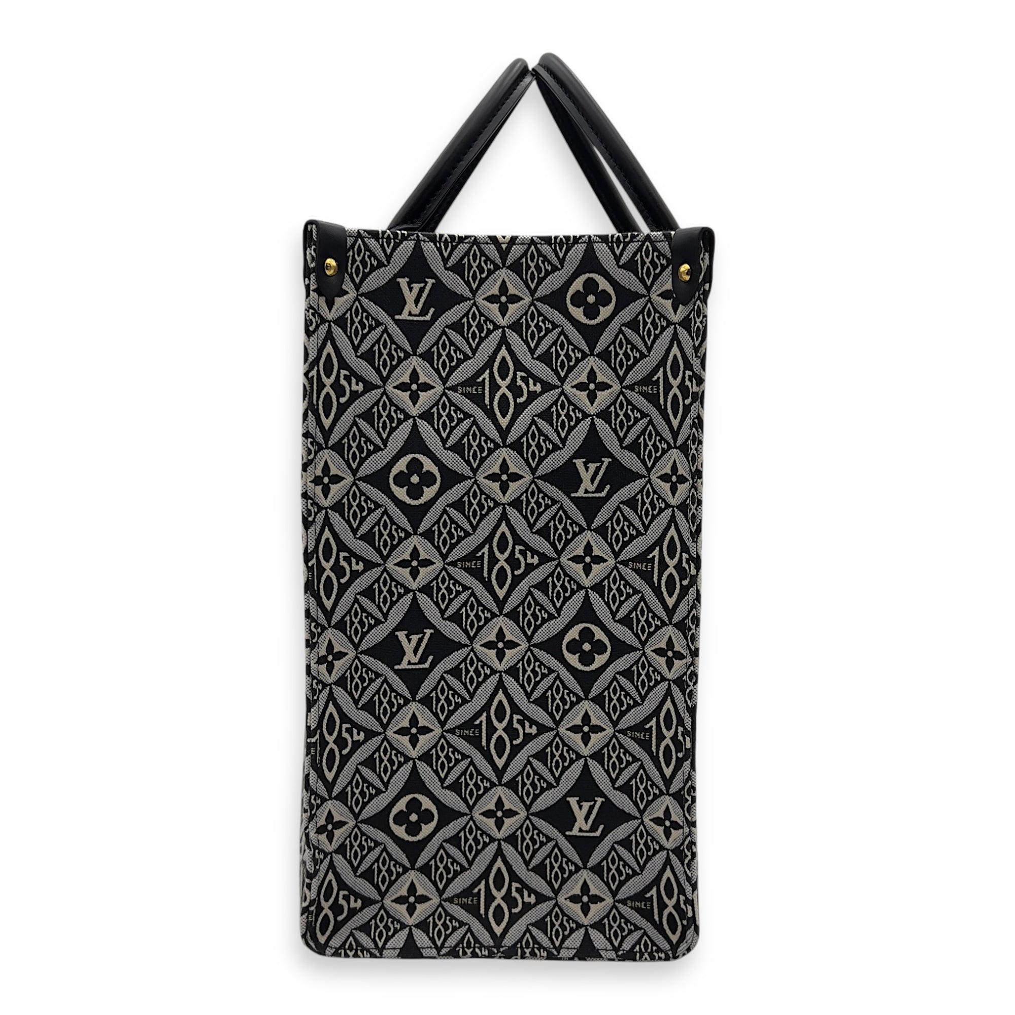 Louis Vuitton OnTheGo Tote Bag Black in Canvas, Gold hardware_3