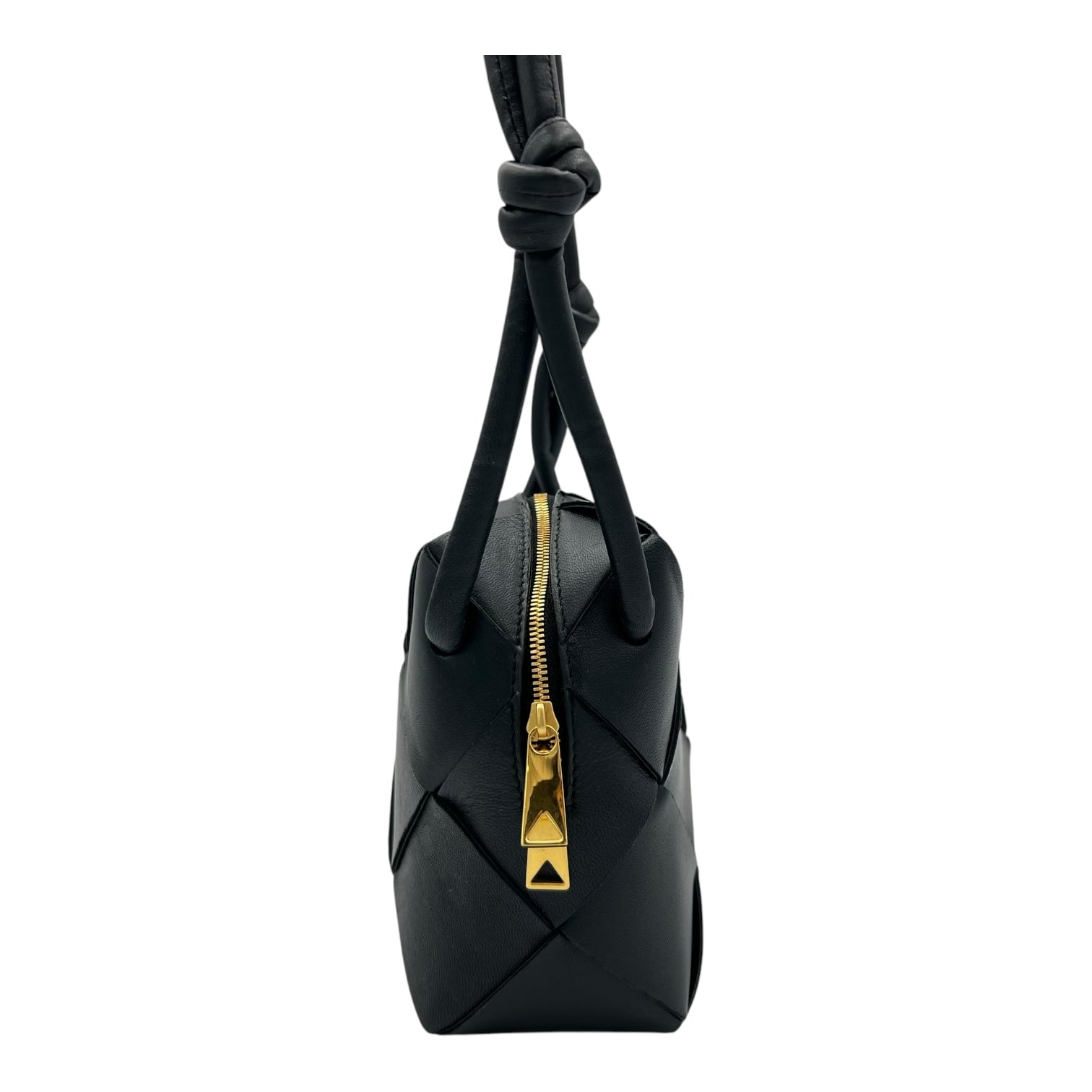 Bottega Veneta Cassette Crossbody Bag Black in Lambskin, Gold hardware_3