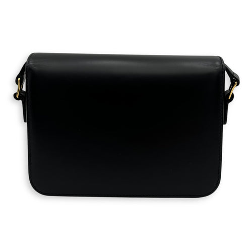 Celine Triomphe Shoulder Bag Teen Black in Calfskin, Gold hardware_2