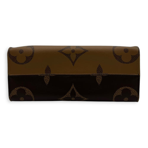 Louis Vuitton OnTheGo Top Handle Bag Brown in Coated Canvas, Gold hardware_5