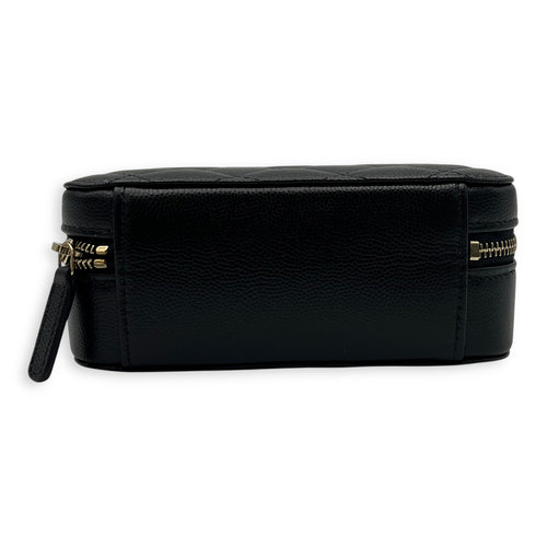 Chanel Vanity Crossbody Bag Black in Caviar Leather, Gold hardware_5