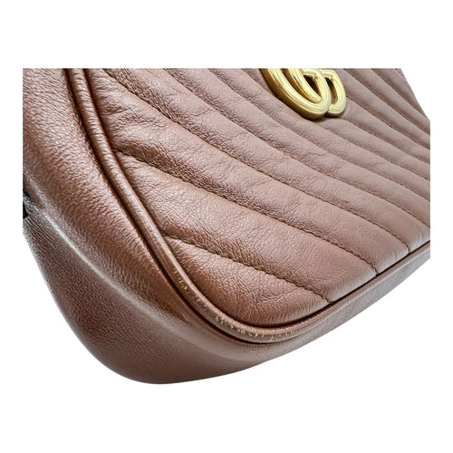 Gucci GG Marmont Shoulder Bag Gold in Calfskin, Gold hardware_7
