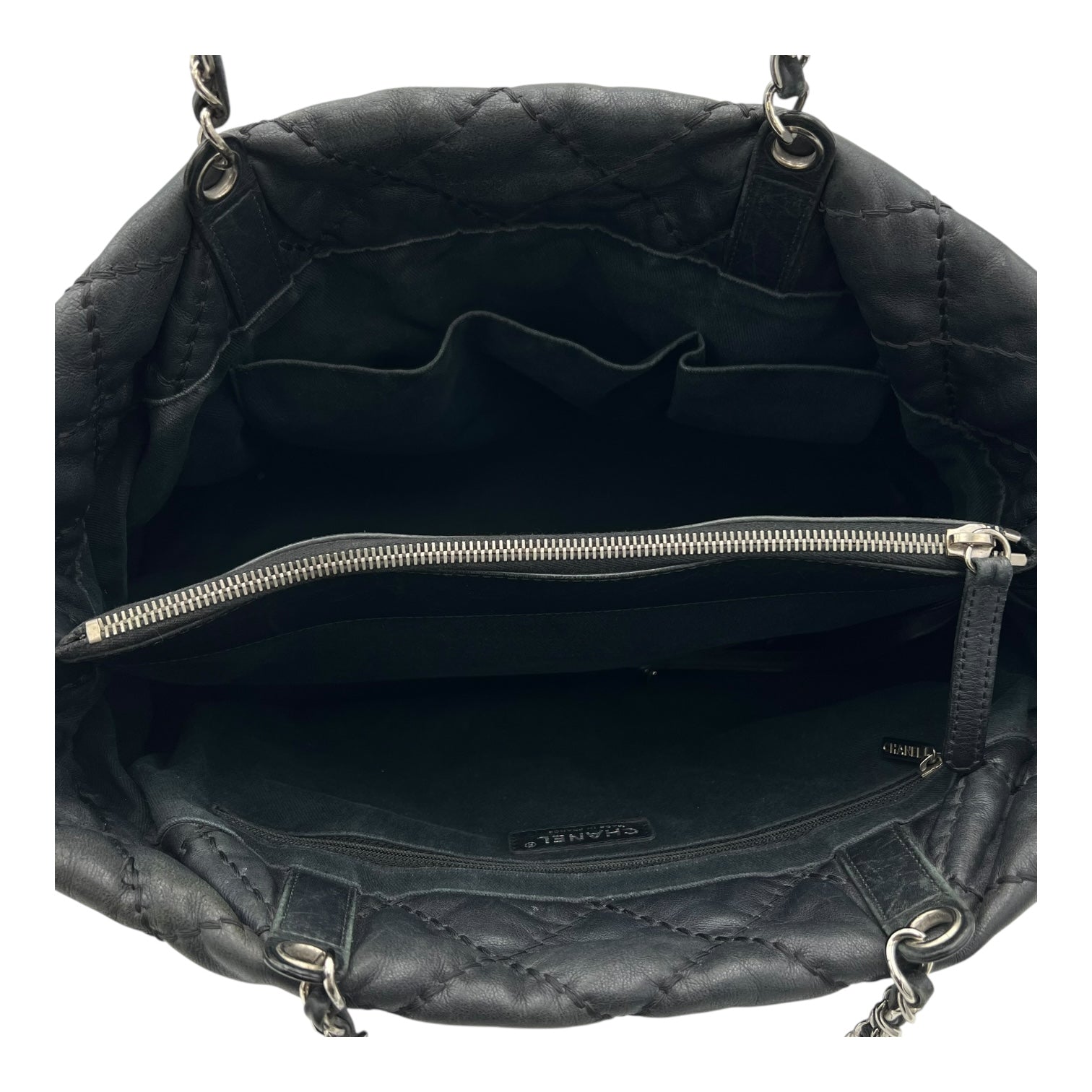Chanel Wild stitch  Tote Bag Blue in Linen, Silver hardware_6