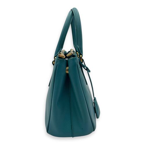 Prada Galleria Top Handle Bag Blue in Saffiano Leather, Gold hardware_3