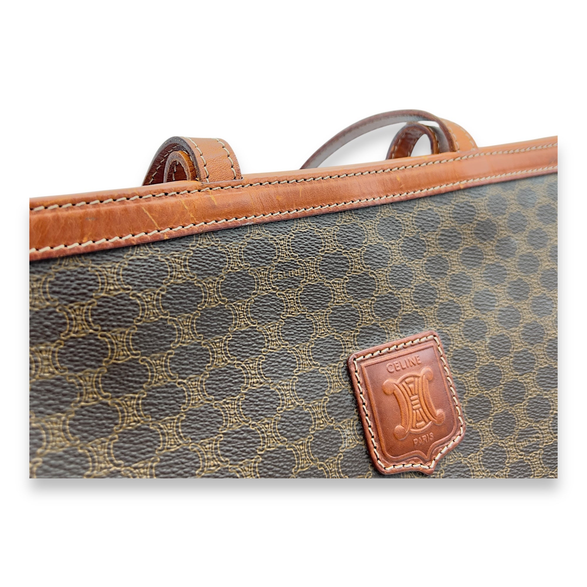 Celine Macadam Tote Bag Brown in Coated Canvas, Gold hardware_7
