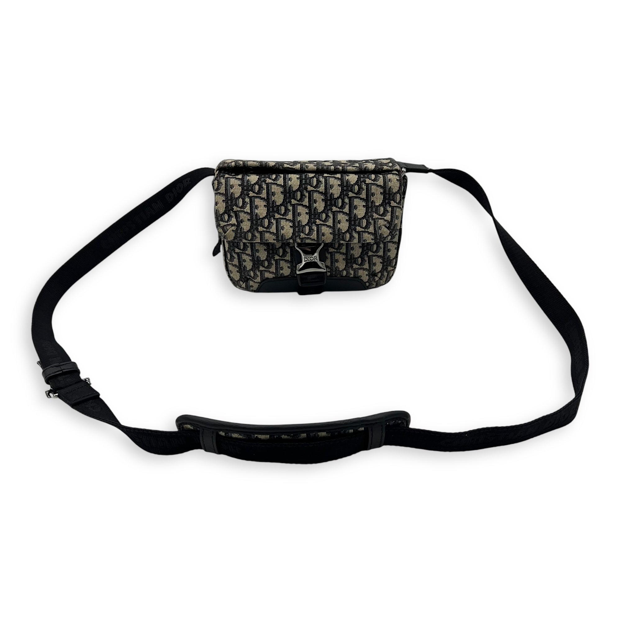 Christian Dior Oblique Blue Crossbody Bag in Jacquard, Silver hardware_14
