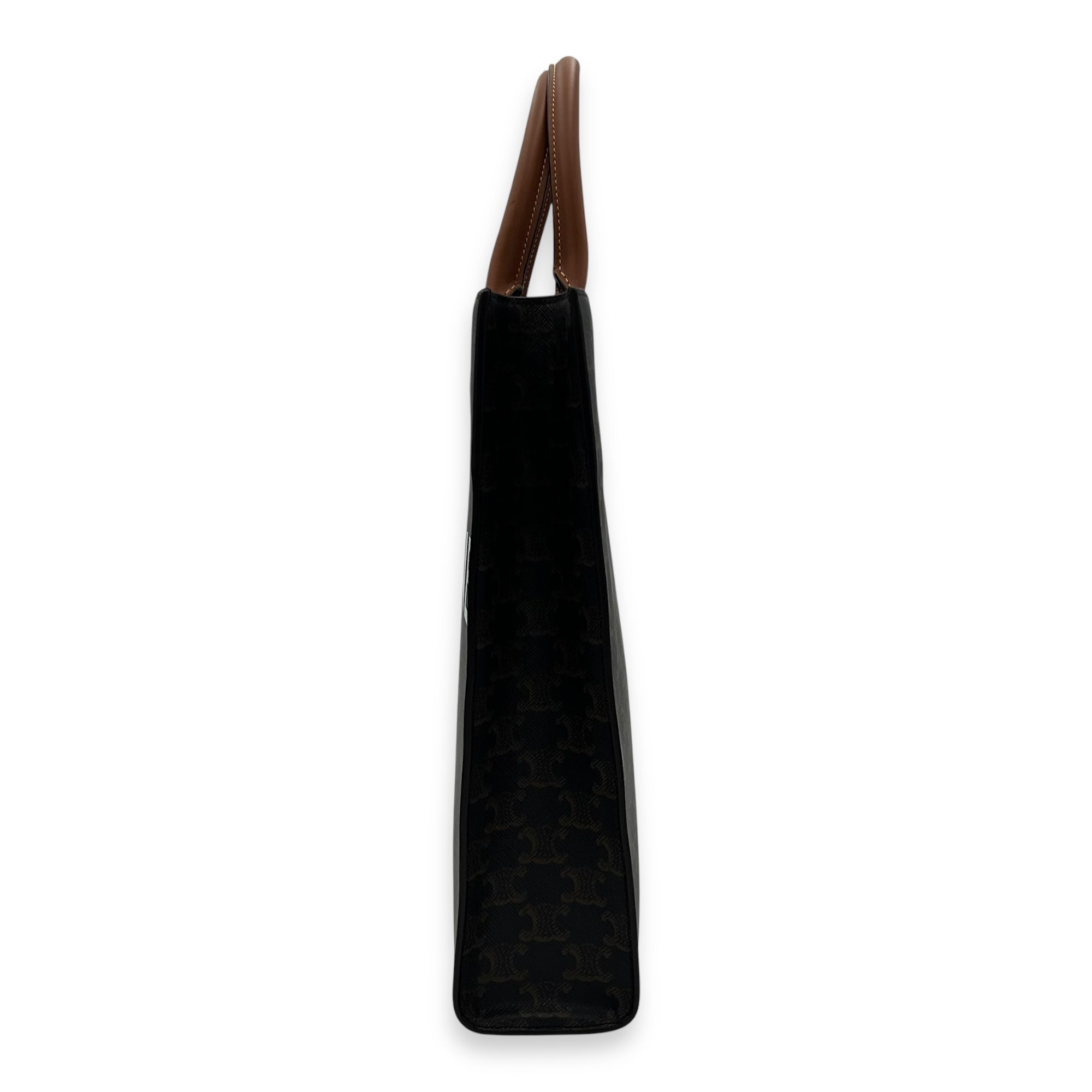 Celine Triomphe Top Handle Bag Brown in Coated Canvas, Gold hardware_3