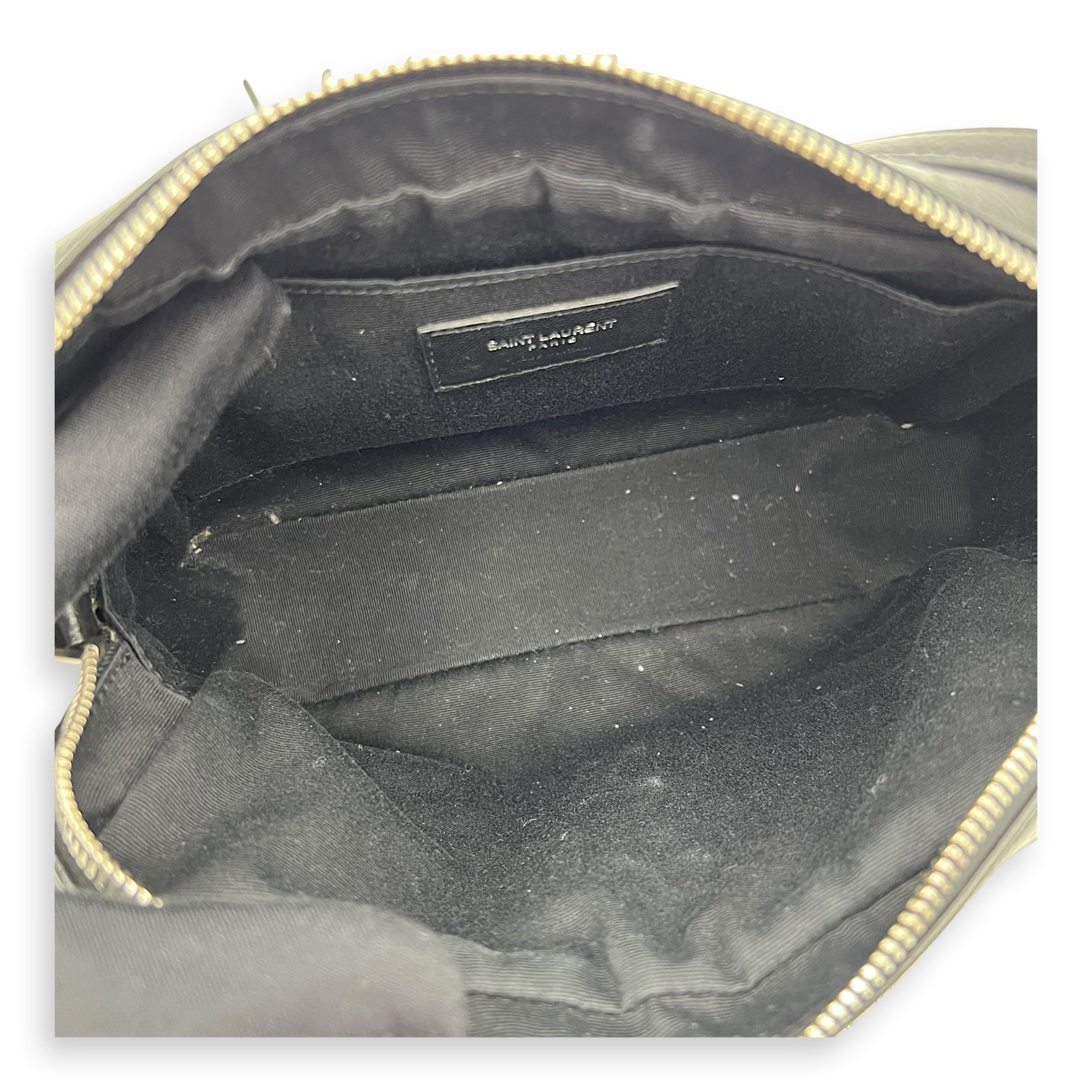 Saint Laurent Lou Camera Black Crossbody Bag in Calfskin, Silver hardware_6