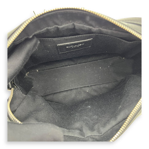 Saint Laurent Lou Camera Black Crossbody Bag in Calfskin, Silver hardware_6