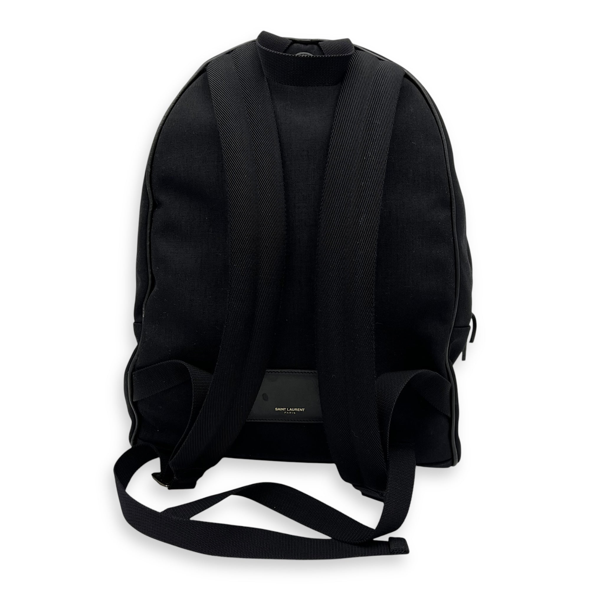 Saint Laurent Logo Backpack Black in Canvas, Silver hardware_2