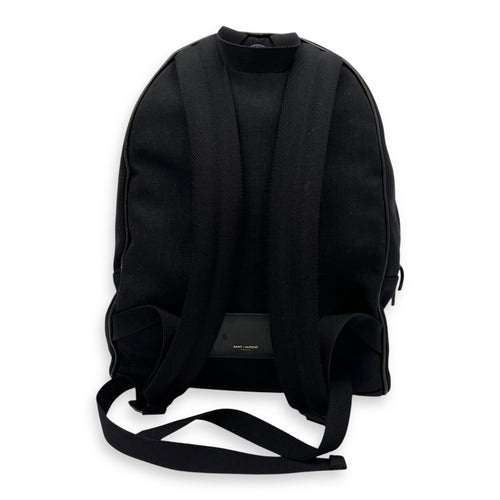 Saint Laurent Logo Backpack Black in Canvas, Silver hardware_2