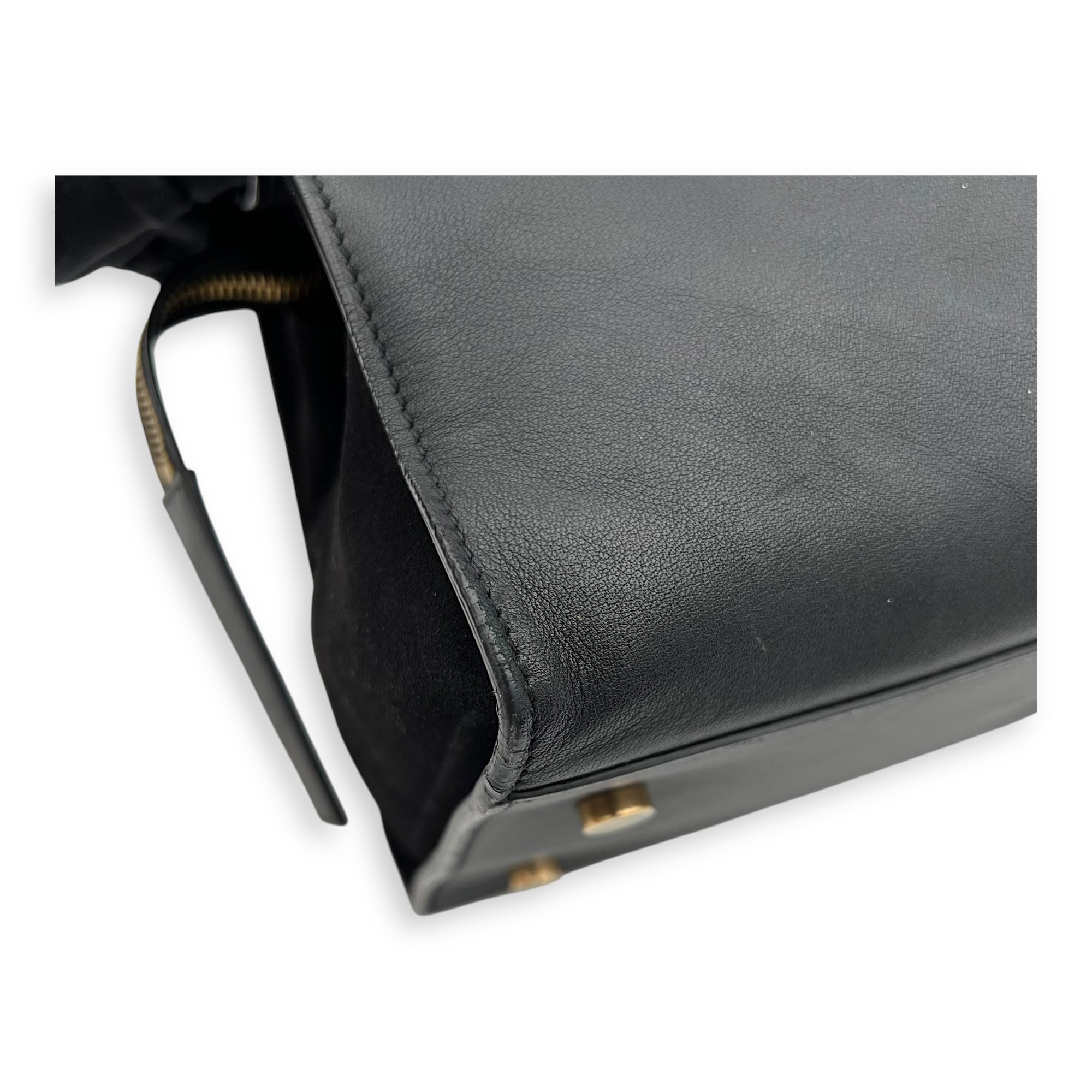 Saint Laurent Downtown Top Handle Bag Black in Calfskin, Gold hardware_10