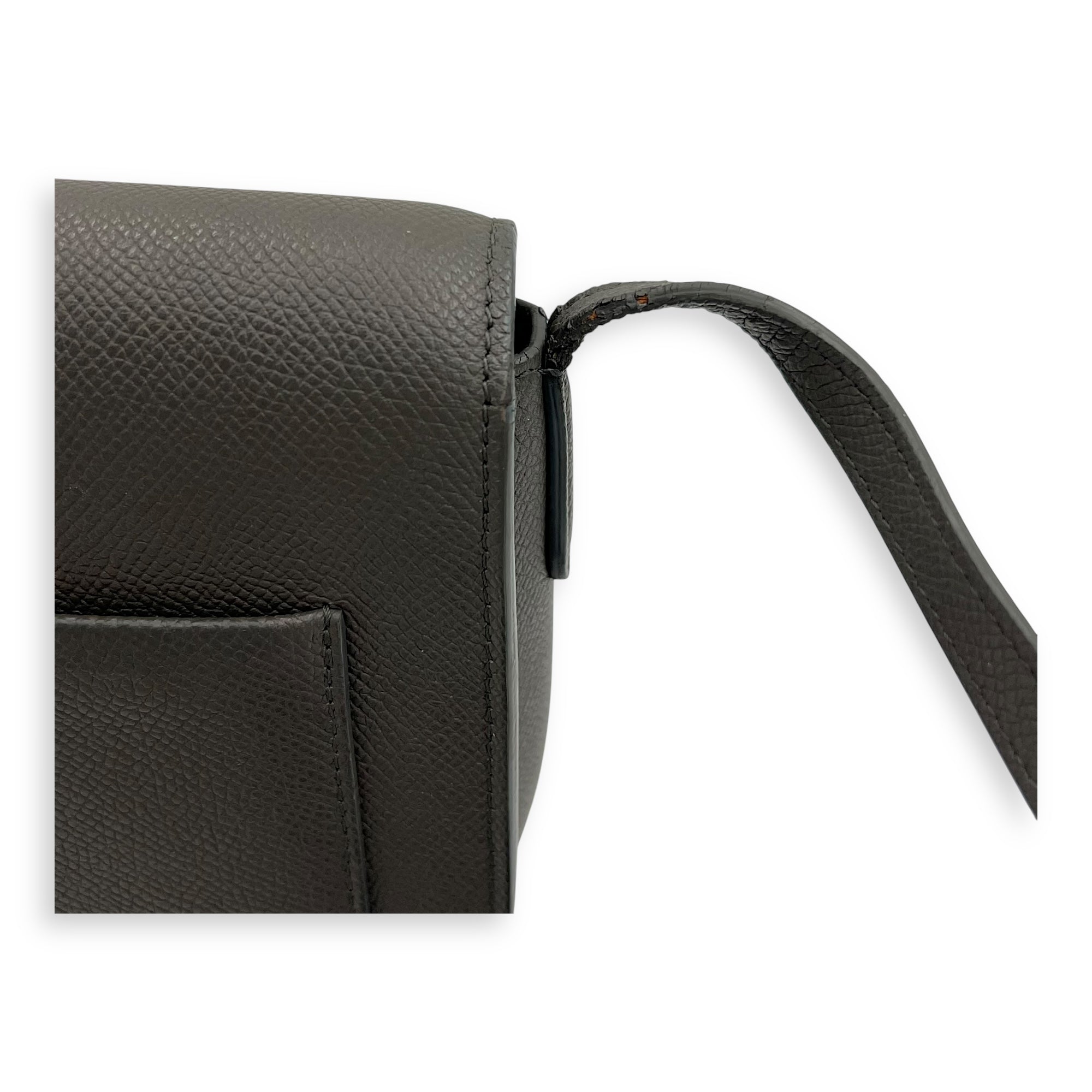 Celine Trotteur Crossbody Bag Grey in Calfskin, Gold hardware_11