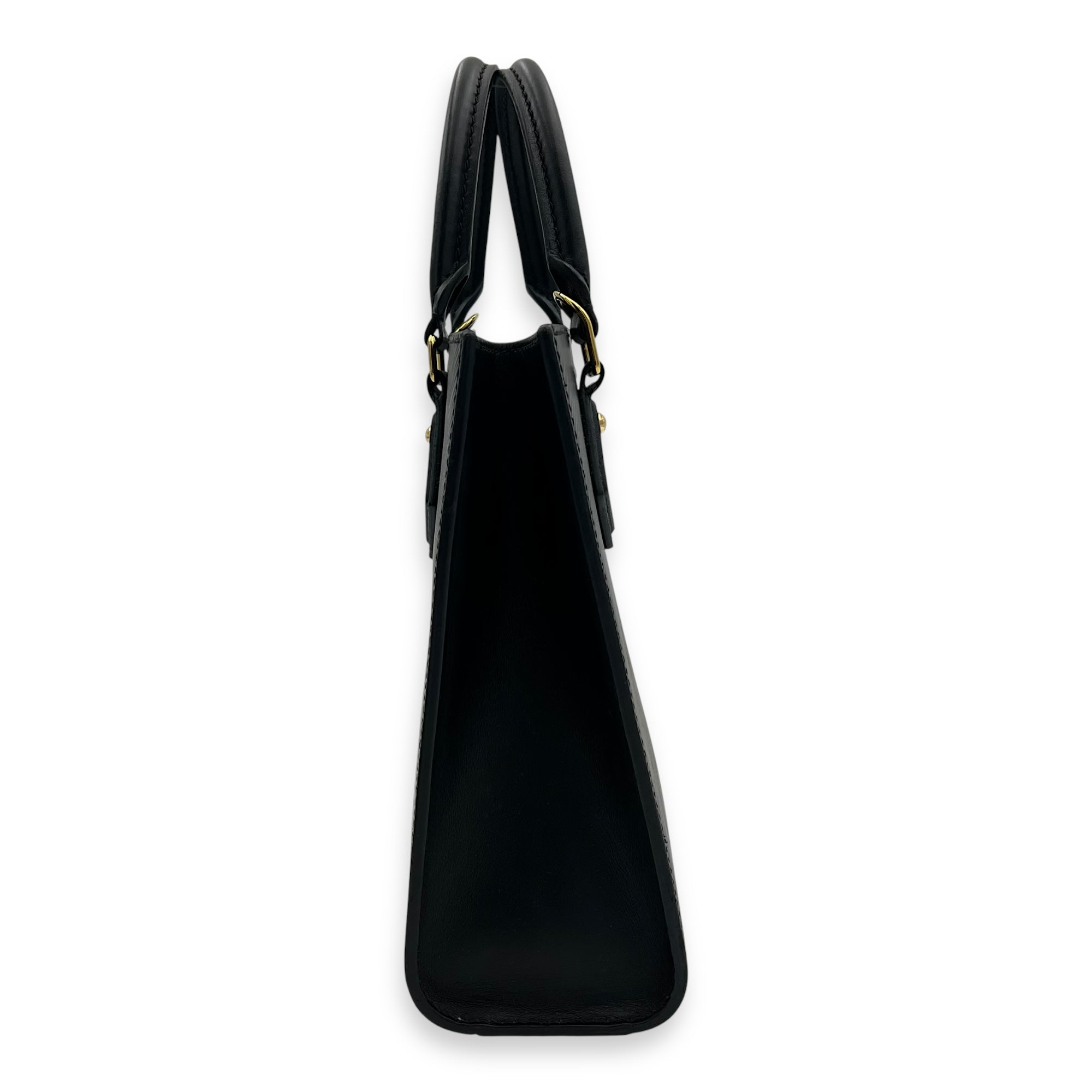 Louis Vuitton Sac Plat Top Handle Bag Black in Epi Leather, Gold hardware_3