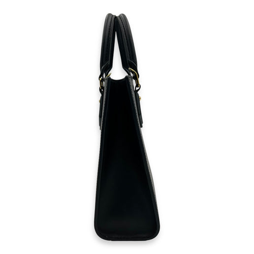 Louis Vuitton Sac Plat Top Handle Bag Black in Epi Leather, Gold hardware_3