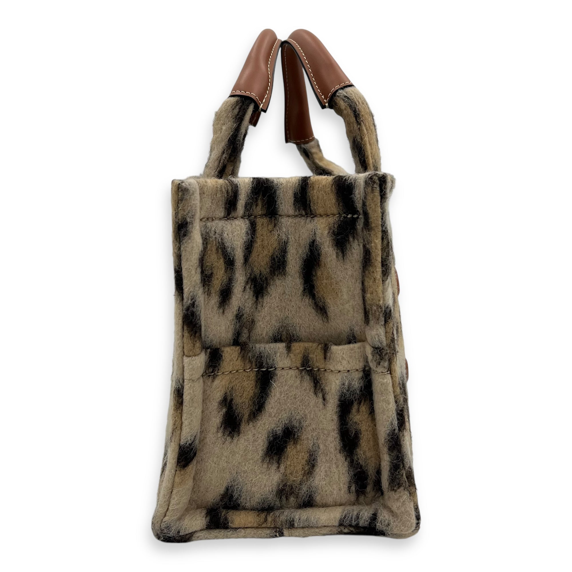 Celine Cabas Small Brown Tote Bag in Wool, Gold hardware_4