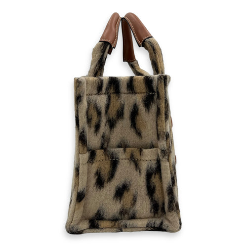 Celine Cabas Small Brown Tote Bag in Wool, Gold hardware_4