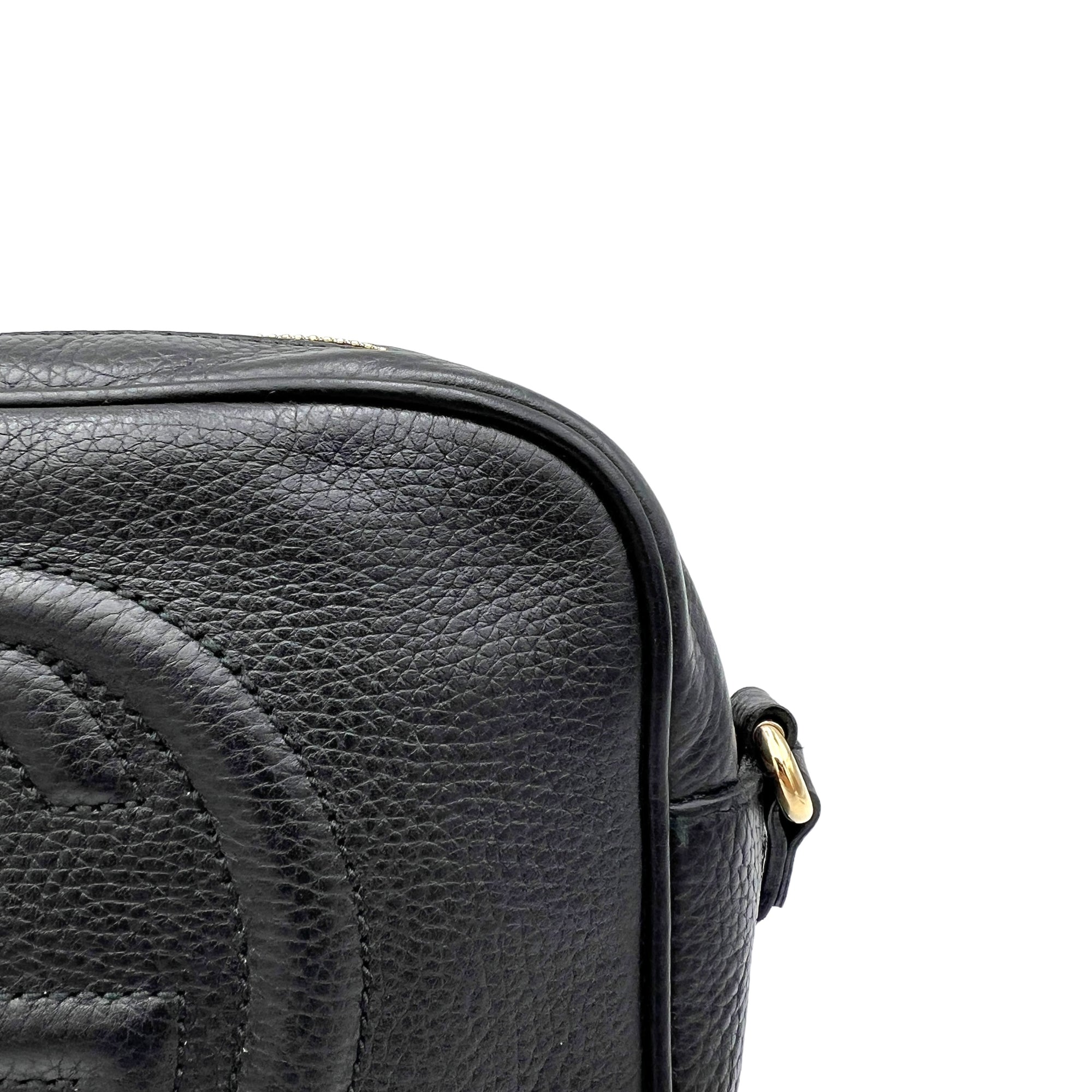 Soho  Black Crossbody Bag in Calfskin, Gold hardware