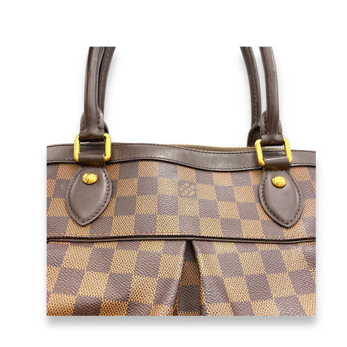 Trevi Top Handle Bag GM Damier Ebene in Coated Canvas, Gold hardware