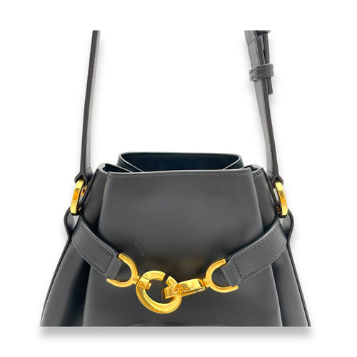 C'est Medium Black Bucket Bag in Calfskin, Gold hardware