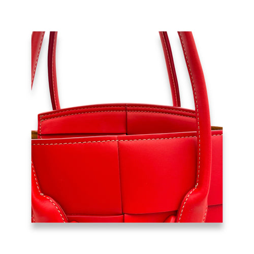 Arco Tote Bag Red in Lambskin, Silver hardware