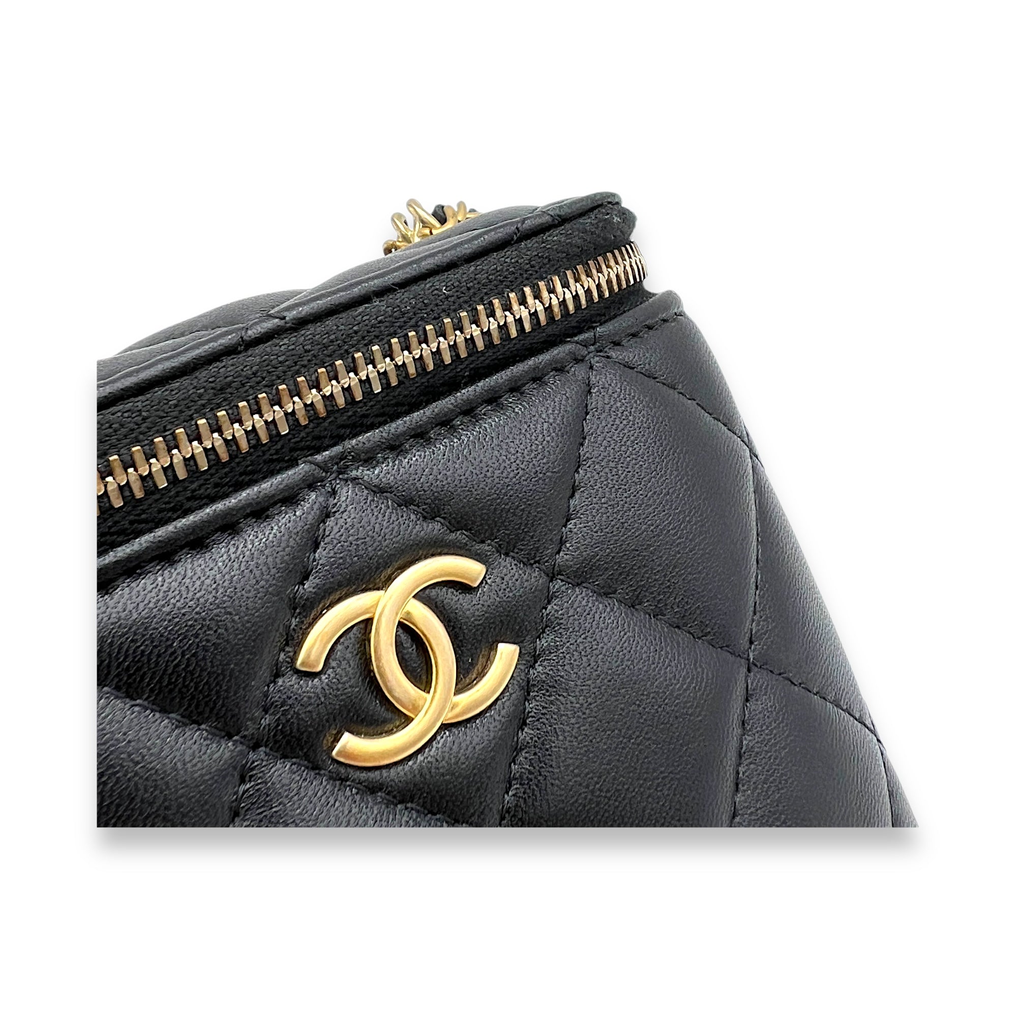 CC Vanity Bag Mini Black in Lambskin, Gold hardware