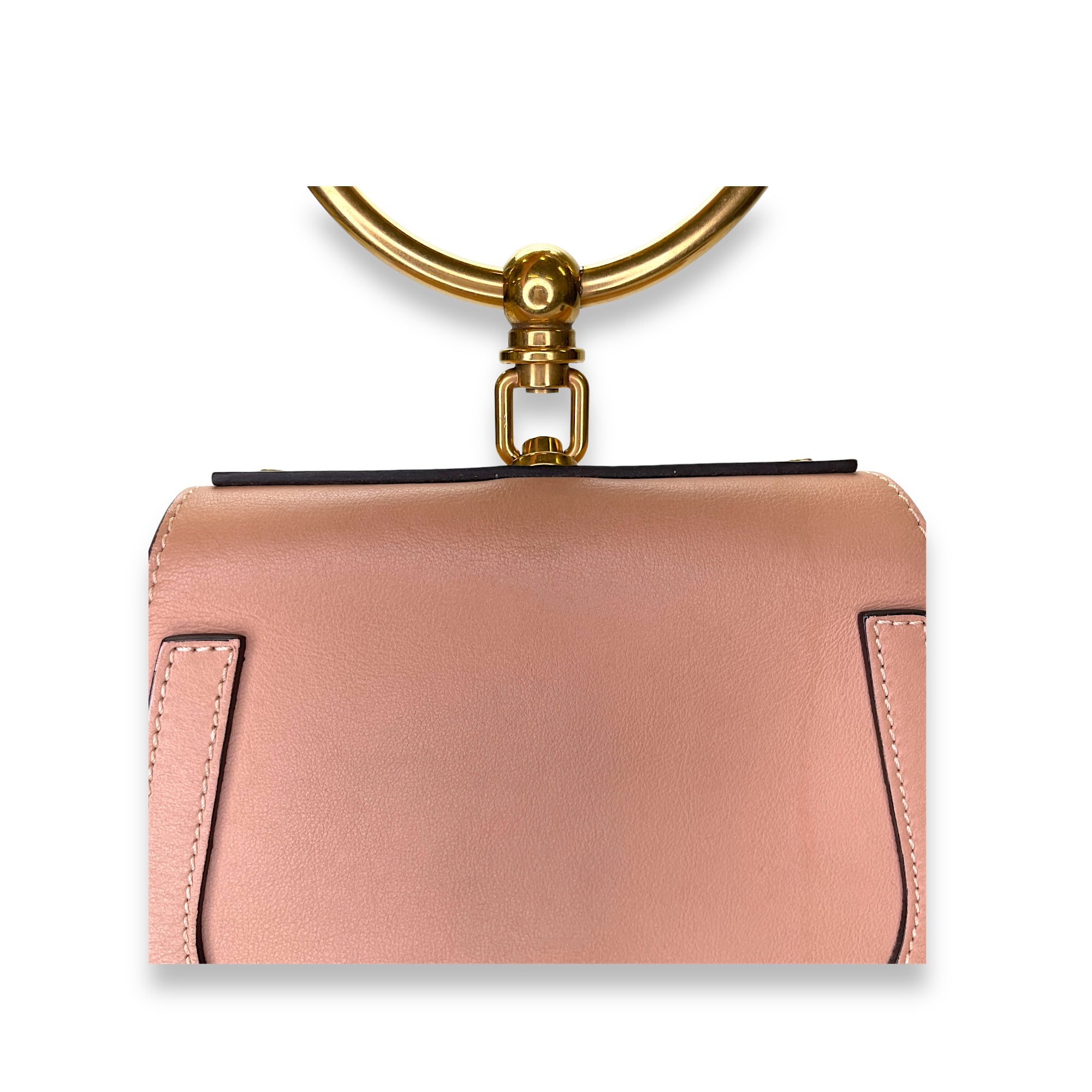 Nile Top Handle Bag Beige in Calfskin, Gold hardware