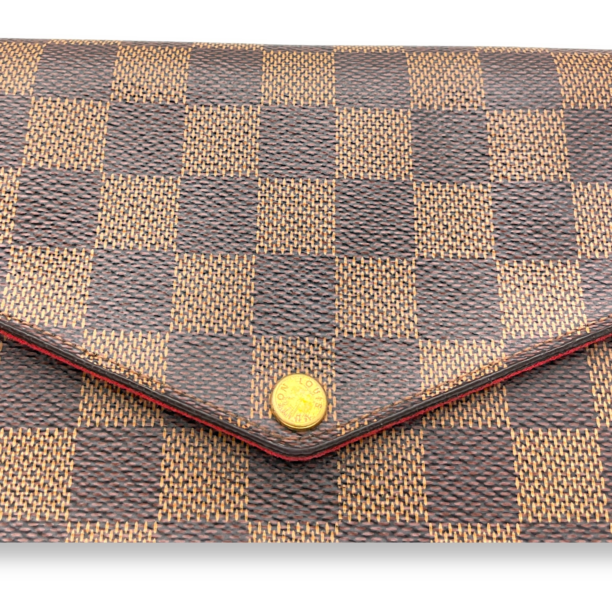 Felicie Wallet On Chain Brown in Coated Canvas, Gold hardware