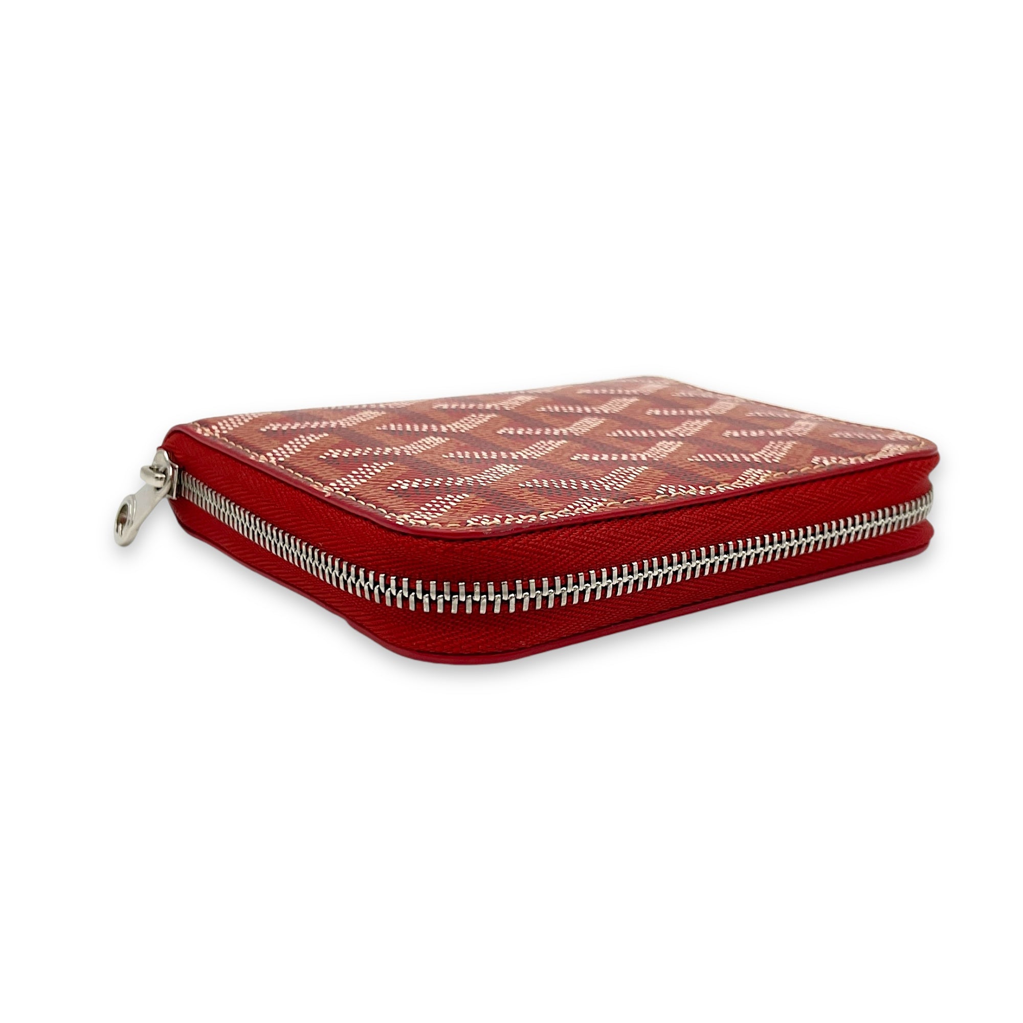 Matignon Wallet Red in Coated Canvas, Silver hardware