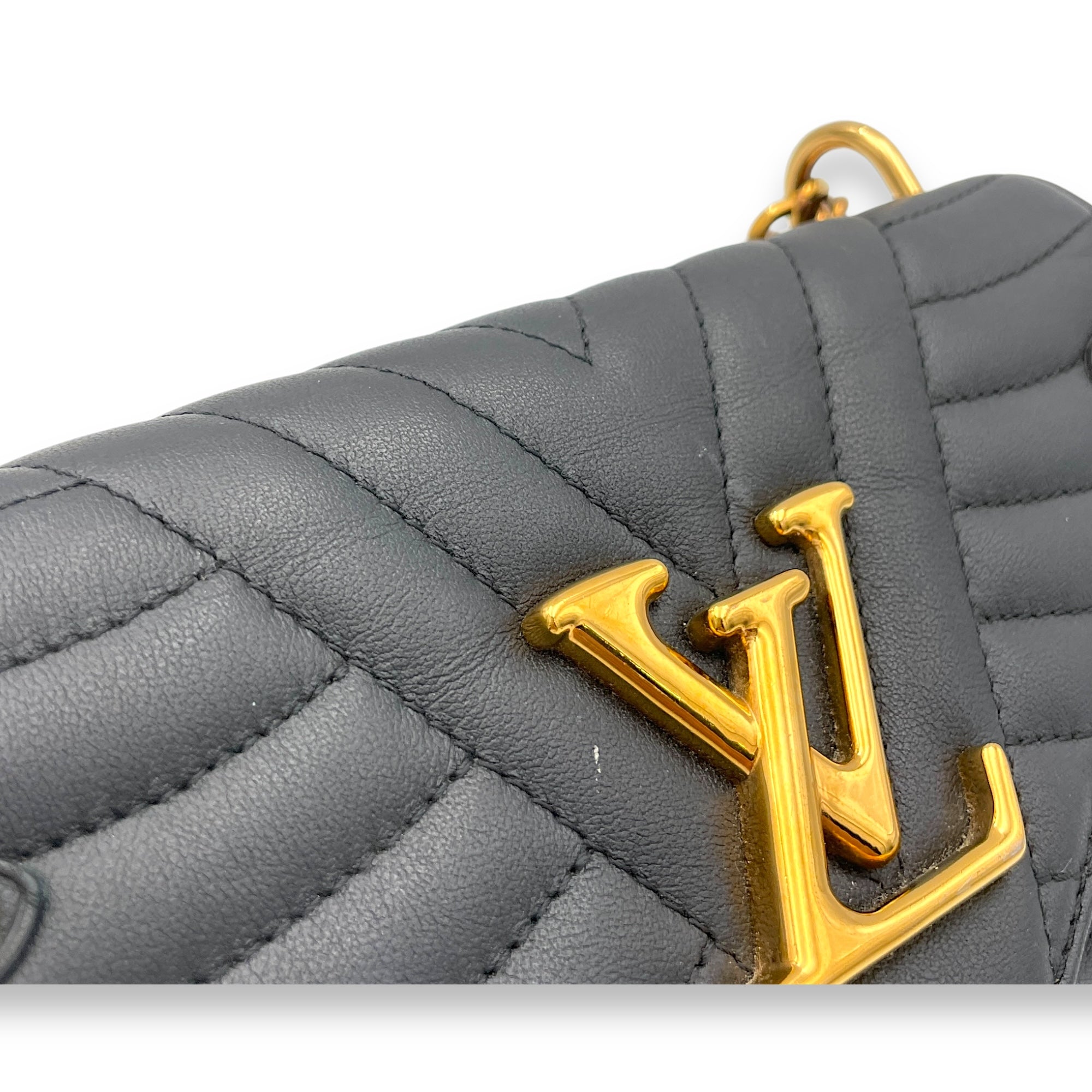 New Wave Crossbody Bag Black in Calfskin, Gold hardware