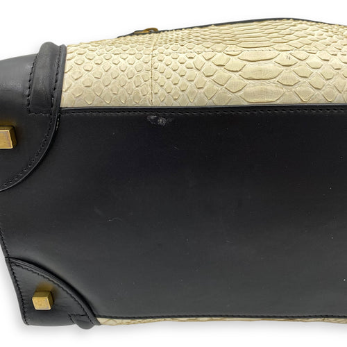 Luggage Mini Top handle bag in Python leather, Gold Hardware