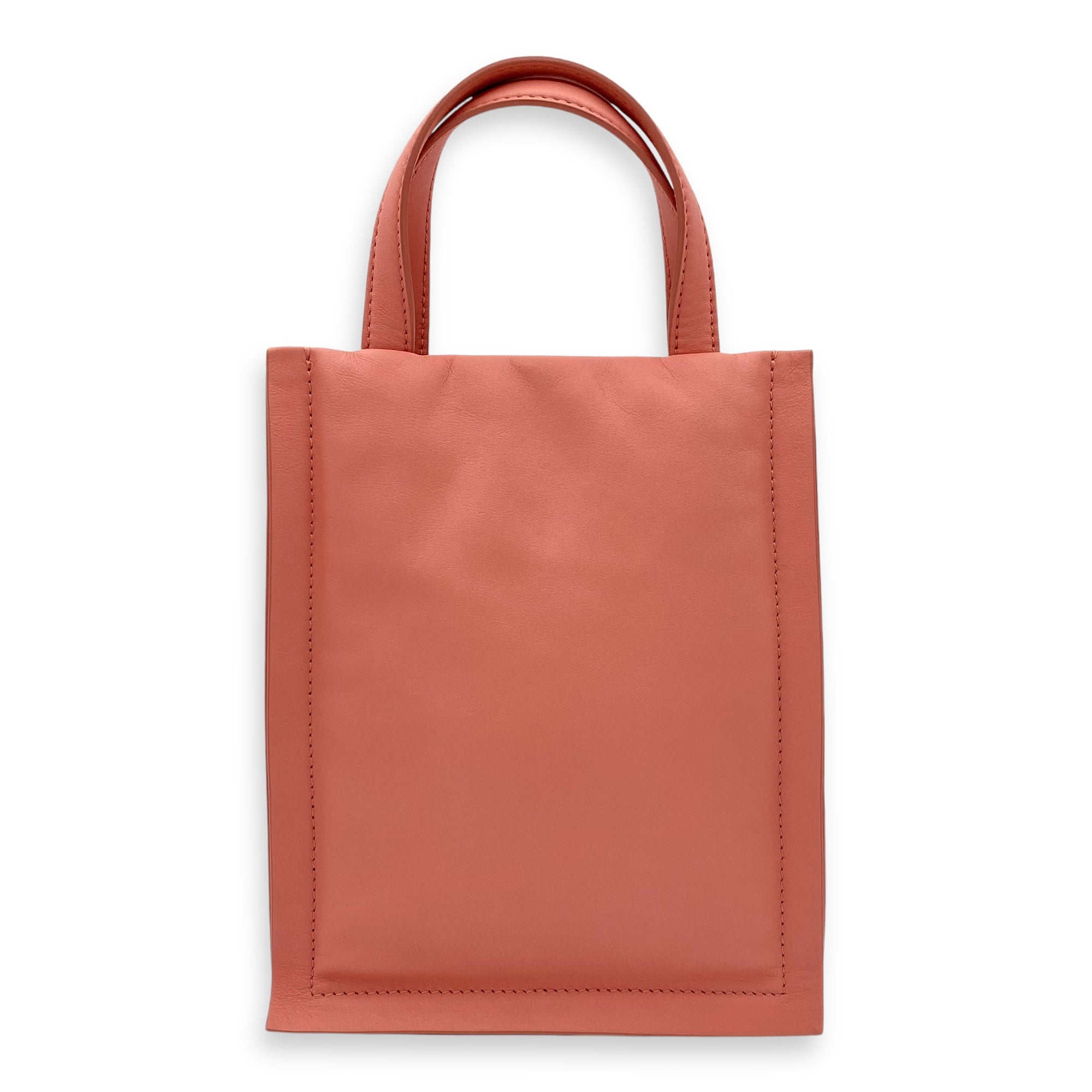 Viva Bow Top Handle Bag Mini Coral in Calfskin, Lacquered Metal hardware