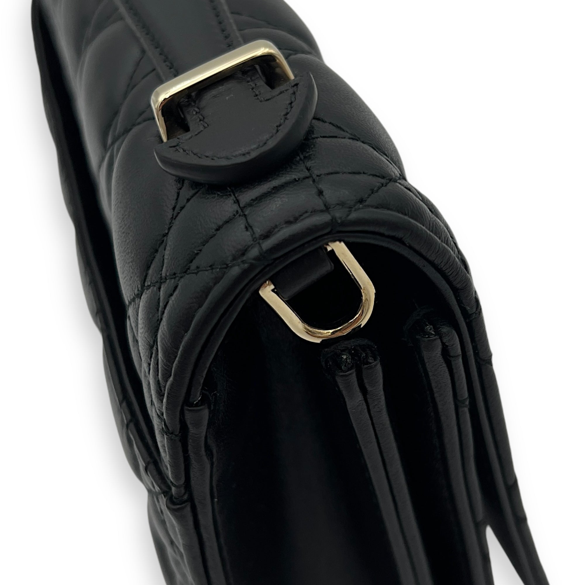 Miss Dior Black Top Handle Bag in Lambskin, Gold hardware