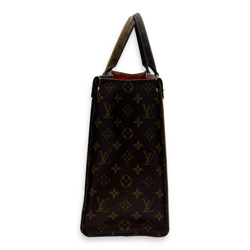 OnTheGo MM Brown Tote Bag in Monogram Coated Canvas, Gold hardware