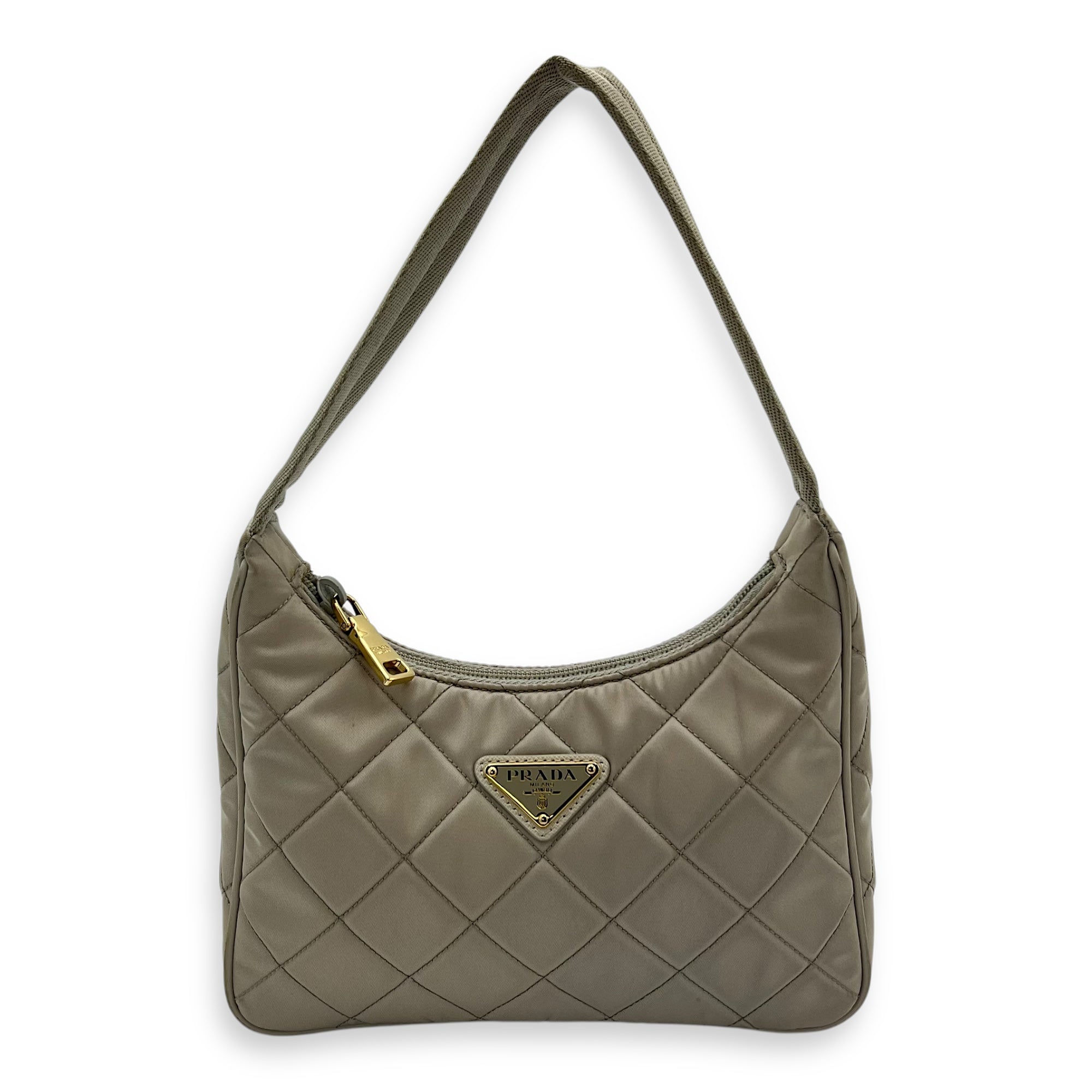 Re-Edition Shoulder Bag Beige in Re-Nylon, Gold hardware