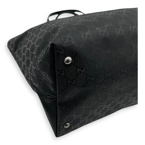 Gucci GG Tote Bag Black in Coated Canvas, Gunmetal hardware_9