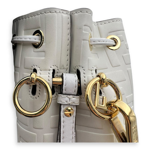 Fendi Mon Tresor Mini White Bucket Bag in Calfskin, Gold hardware_8