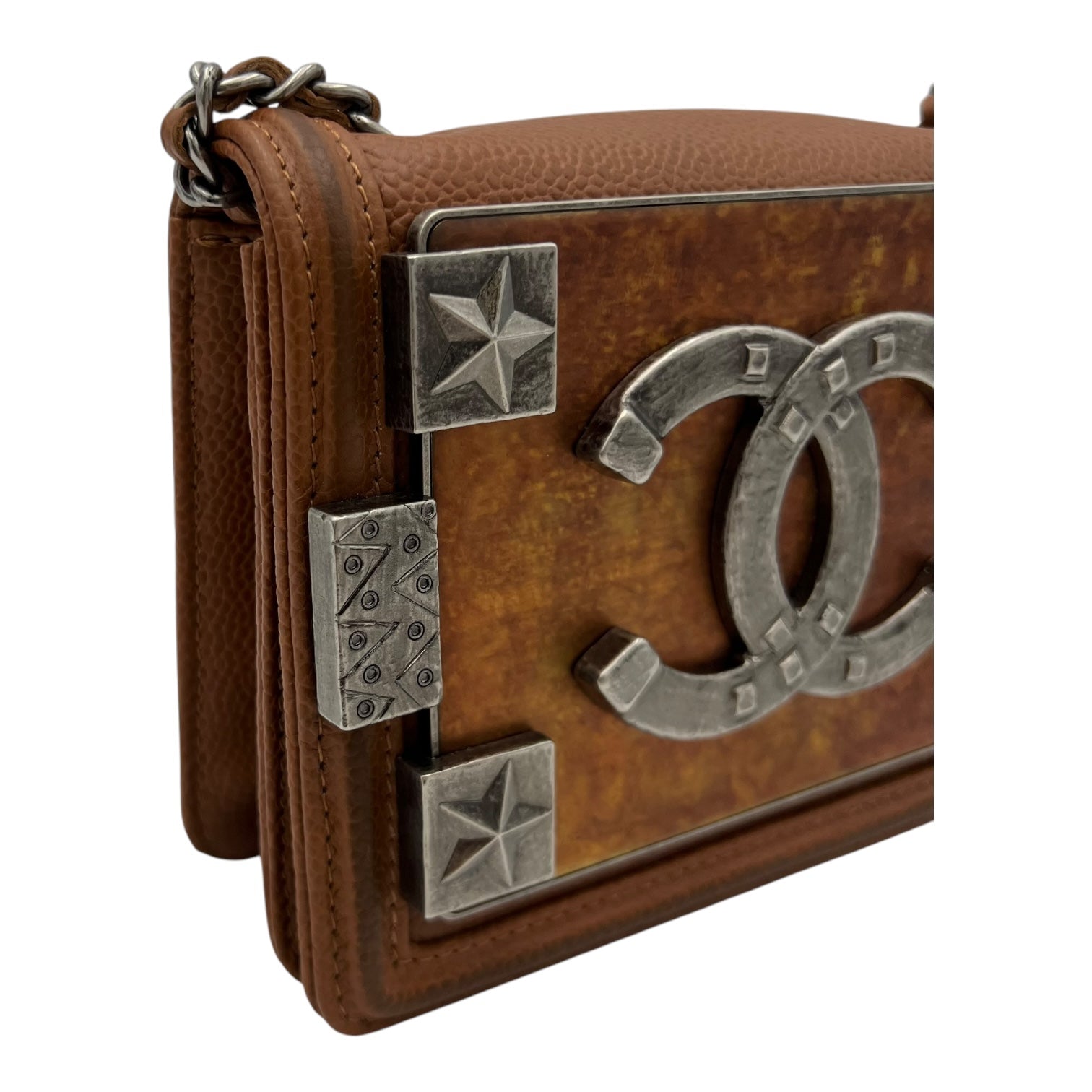 Chanel Dallas Boy Brick Crossbody Bag Brown in Caviar Leather, Ruthenium hardware_7