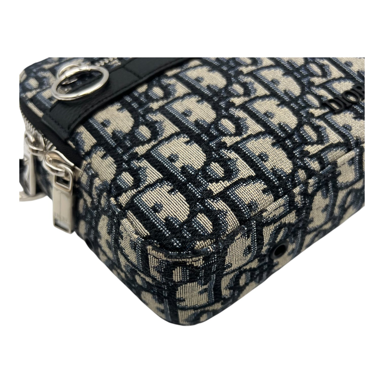 Christian Dior Safari Crossbody Bag Blue in Canvas, Silver hardware_8