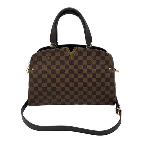 Louis Vuitton Kensington Top Handle Bag Damier Ebene in Coated Canvas, Gold hardware_12
