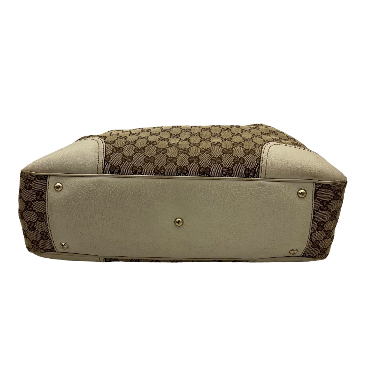 Gucci GG Shoulder Bag White in Canvas, Gold hardware_5
